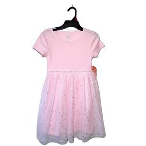 Wonder Nation Girls Pink Tutu Dress Layered Tulle Skirt Short Sleeve Sz M 8 NWT